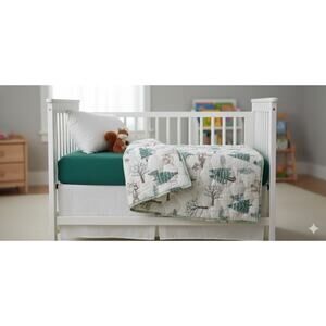 quilted crib/kids bed comforter 49"x49" Outdoor Adventure Forest Trees Squirls